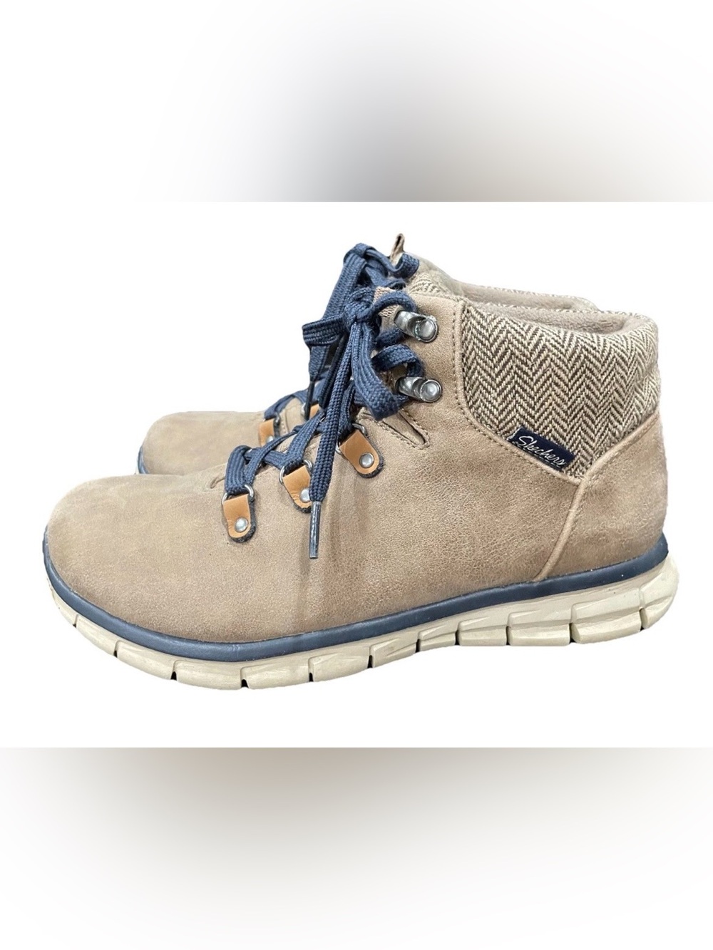 Skechers Synergy Mountain Dreamer Brown Taupe Hiker Ankle Boots Womens sz 9